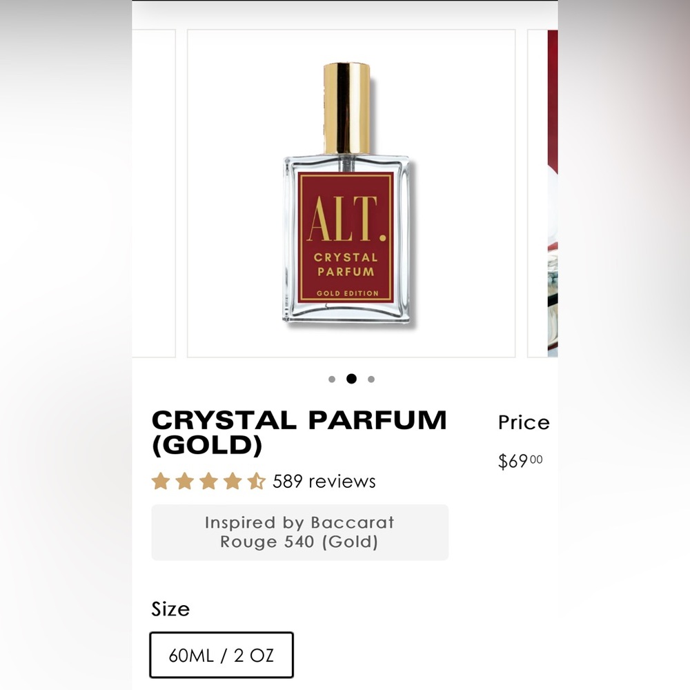 BRAND NEW ALT Crystal Parfum Inspired by Baccarat Rouge 540, Crystal
